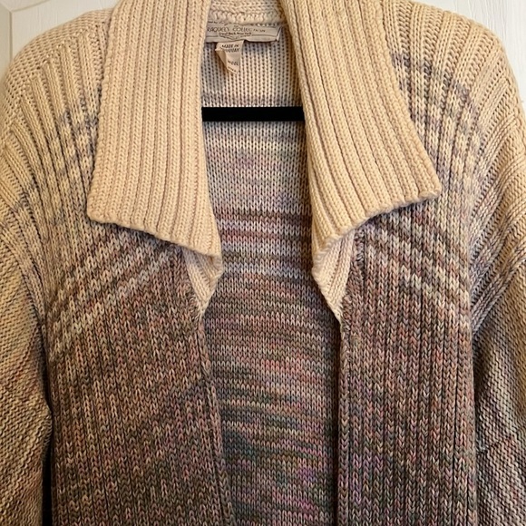 Wool beige mauve  hand knitted maxi sweater coat szL - Picture 3 of 8